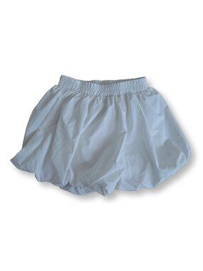 Women's White Balloon Hem Bubble Mini Skirt (OS)